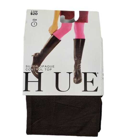 HUE Women's Control Top Super Opaque Tights in‎ Espresso Size 1 - Picture 1 of 3
